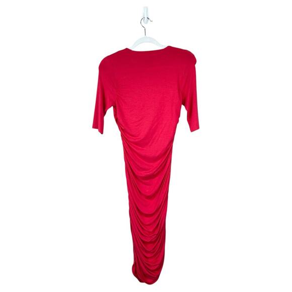 RACHEL PALLY Ruched T-Shirt Dress Red Jersey Knit Size Medium Casual - Picture 2 of 7